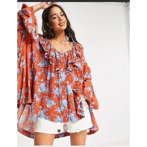 Free People Lorretta Printed oversized Floral Tunic